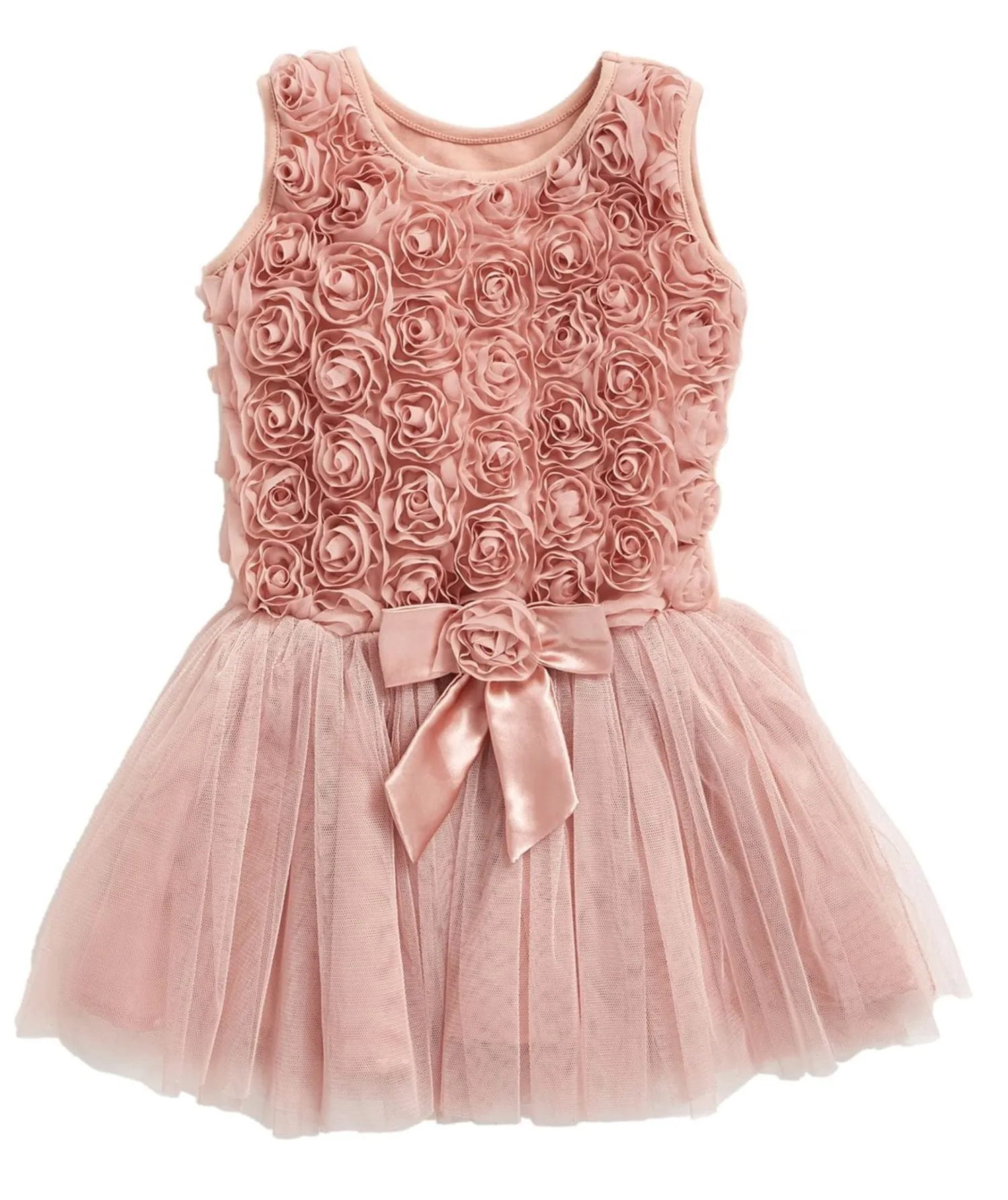 Popatu Baby Girls Dusty Pink Rossette Dress (12 Months ONLY)
