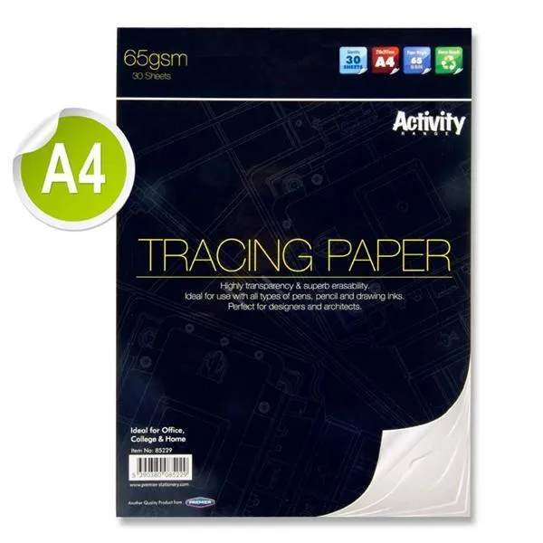 Premier Activity - A4 65gsm Tracing Paper Pad 30 Sheets
