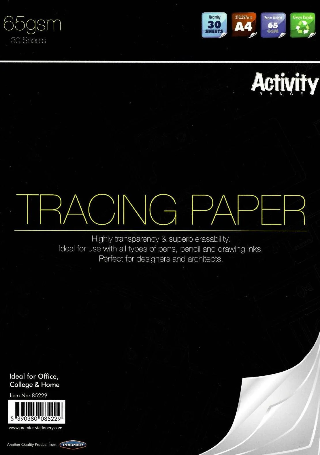 Premier Activity - A4 65gsm Tracing Paper Pad 30 Sheets