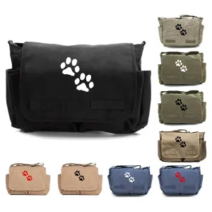 Puppy Dog Paws Print Canvas Laptop Messenger or Diaper Bag