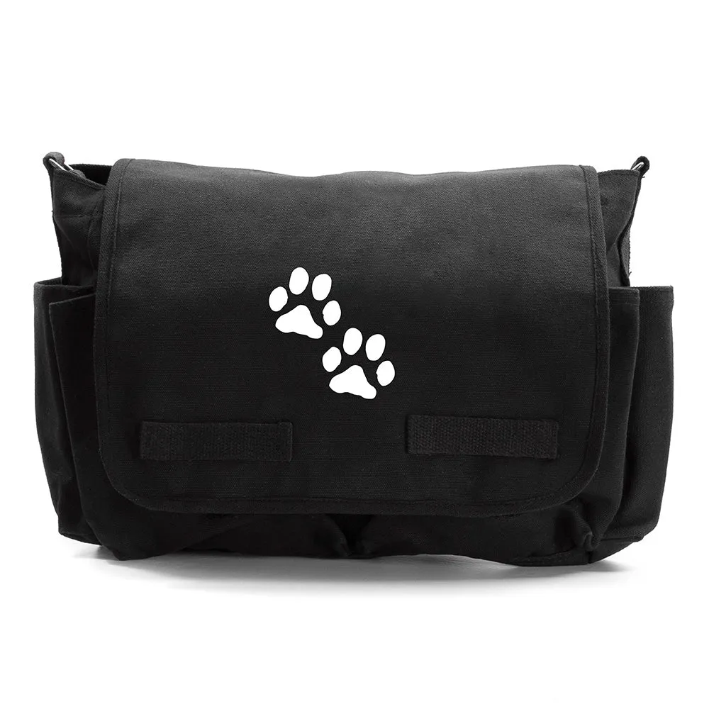 Puppy Dog Paws Print Canvas Laptop Messenger or Diaper Bag