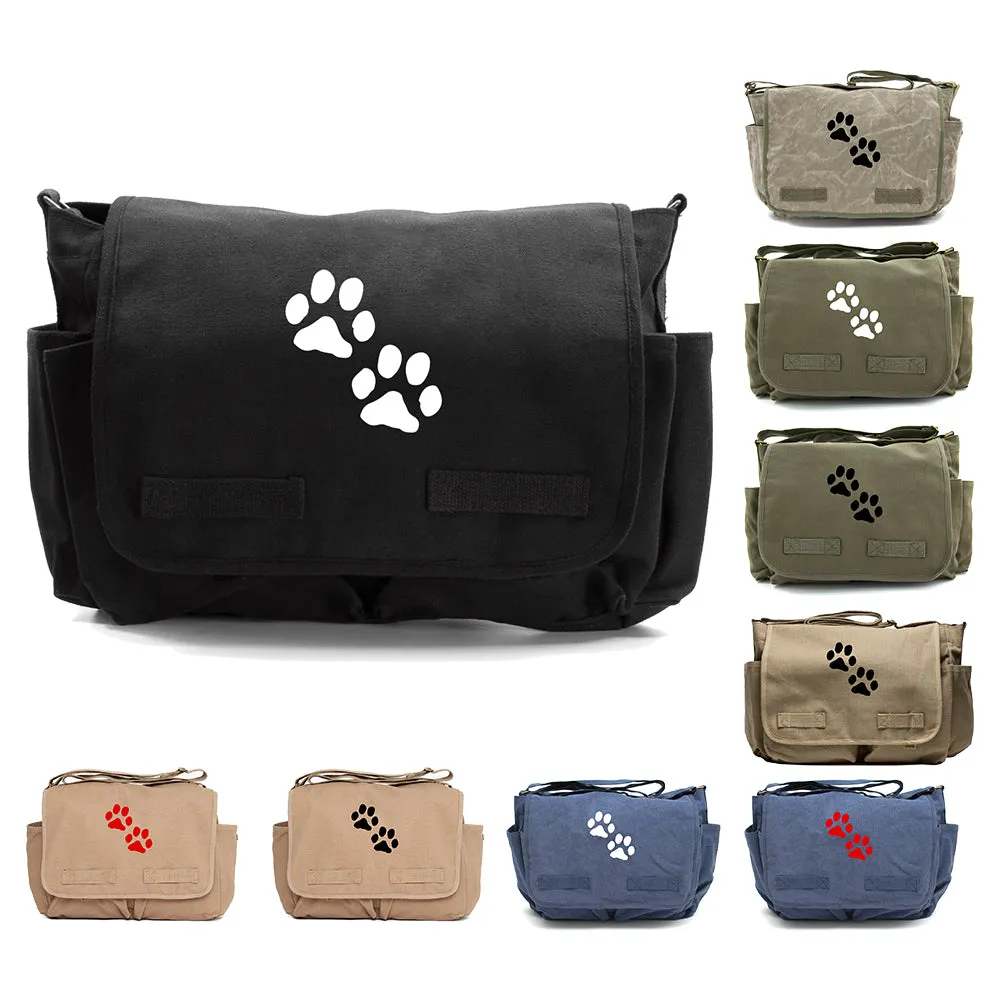 Puppy Dog Paws Print Canvas Laptop Messenger or Diaper Bag