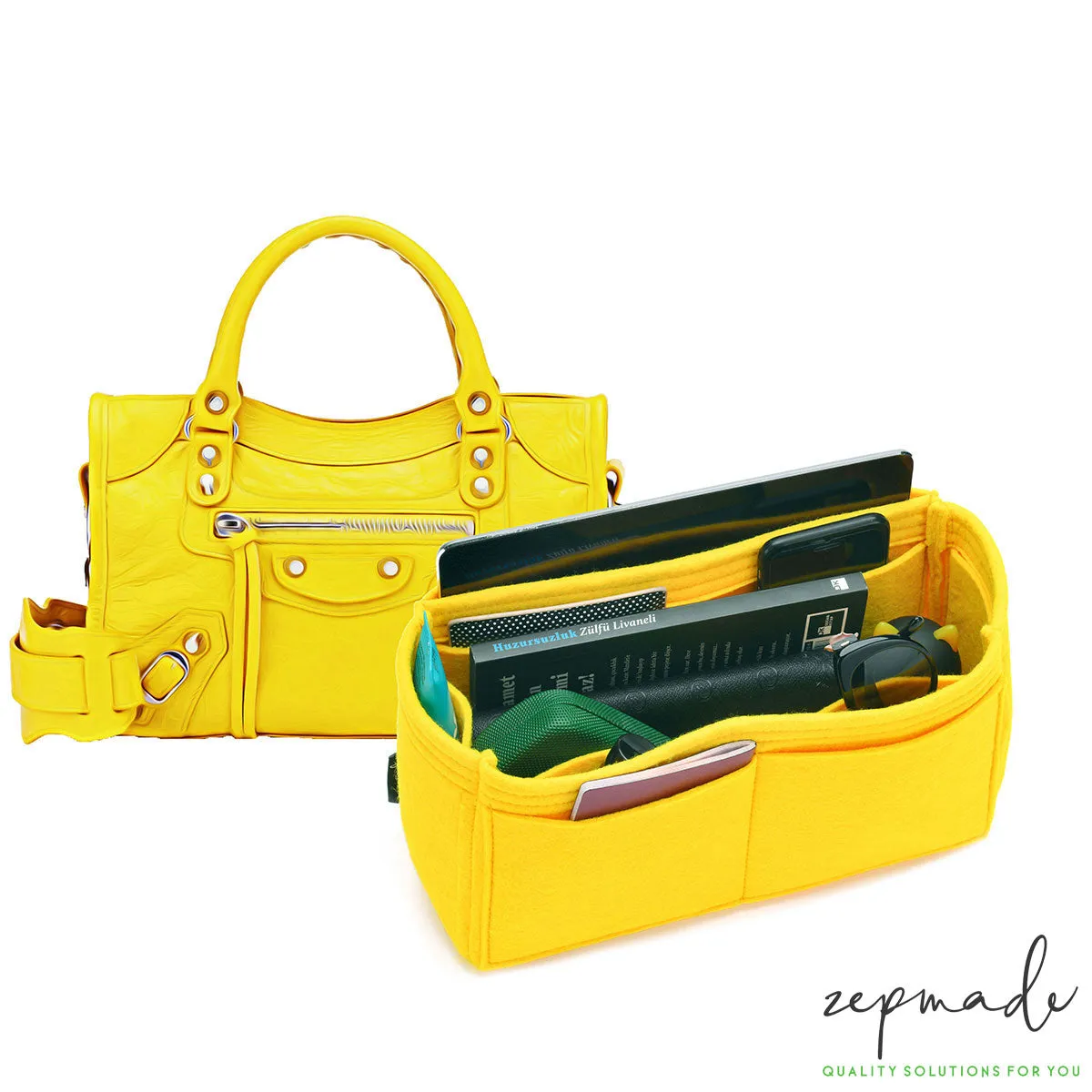 Purse Organizer Insert for Balenciaga Classic City, Classic Model Bag Organizer with Exterior Pockets