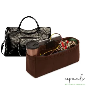 Purse Organizer Insert for Balenciaga Classic City Medium, Bag Organizer with Double Bottle Holders