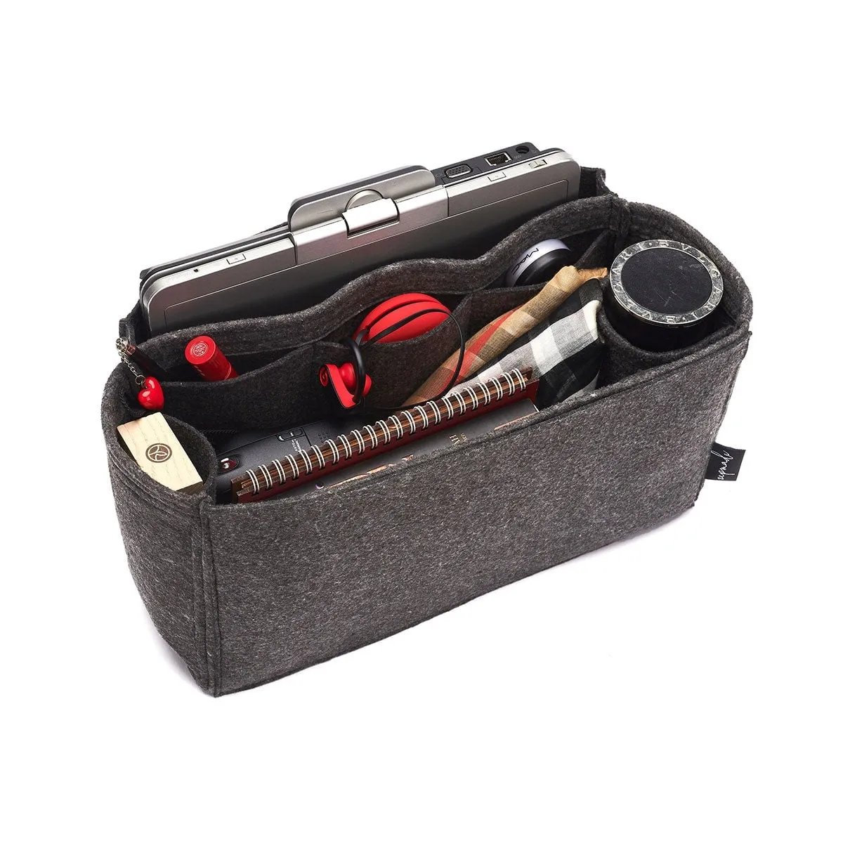 Purse Organizer Insert for Celine Horizontal Cabas, Bag Organizer with Laptop Compartment and Single Bottle Holder