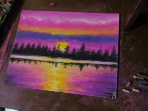 " Setting Sea Sun " ~ Original Pastel Painting