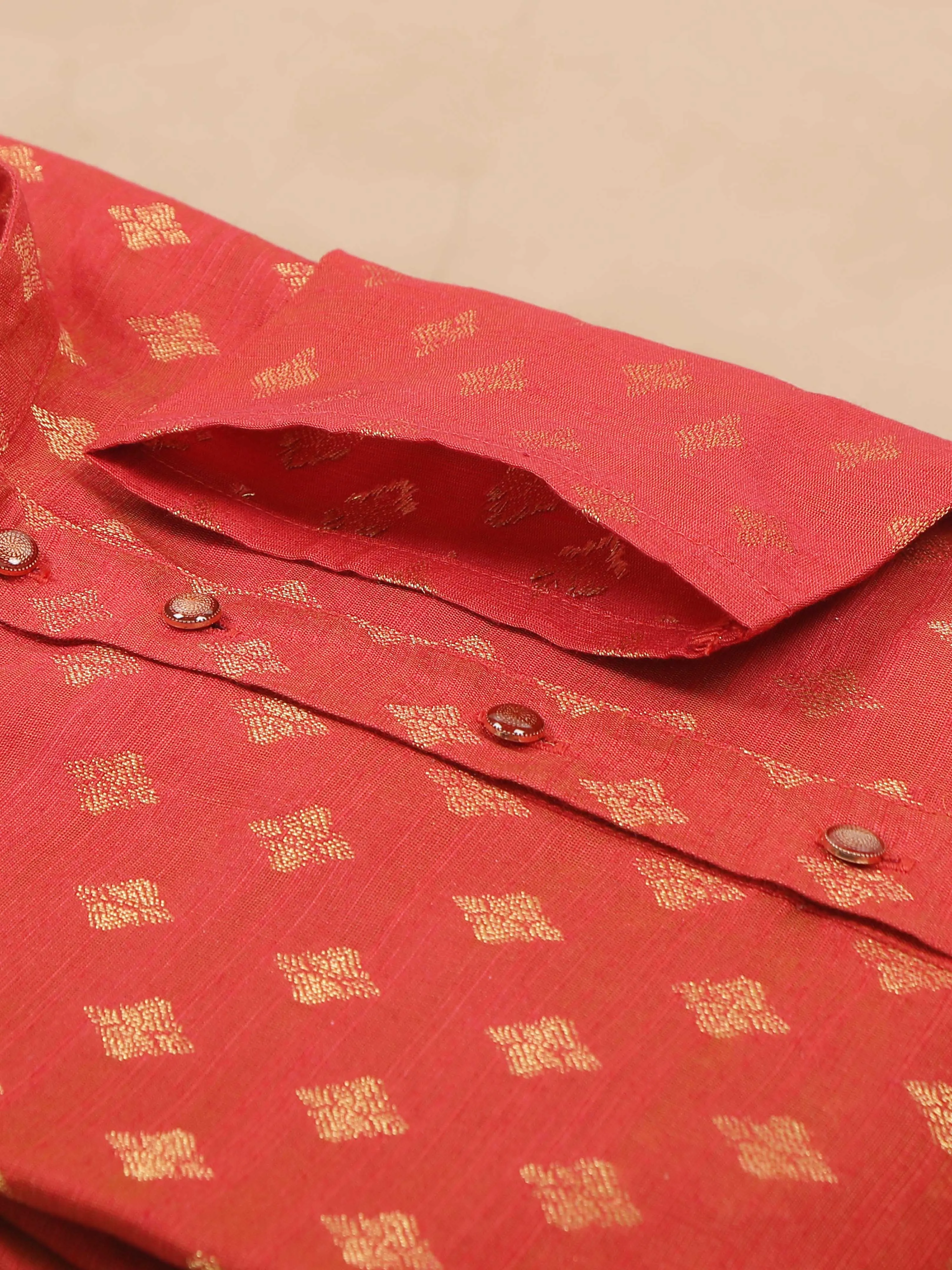 Red Banarasi Buta Long Kurta
