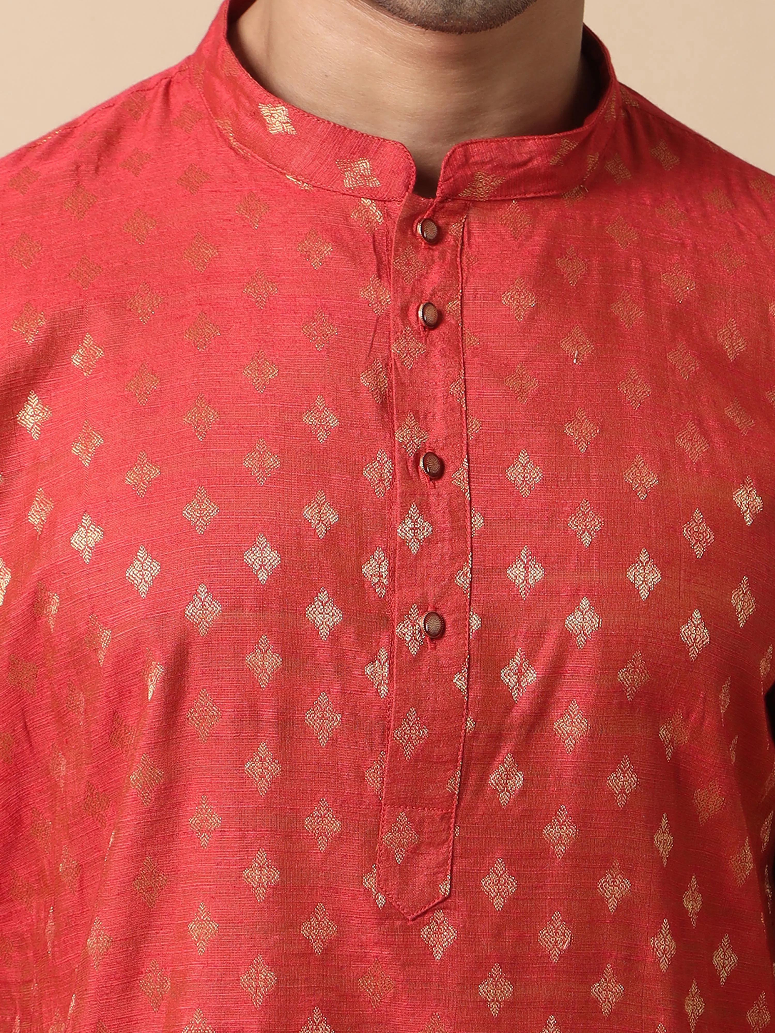 Red Banarasi Buta Long Kurta