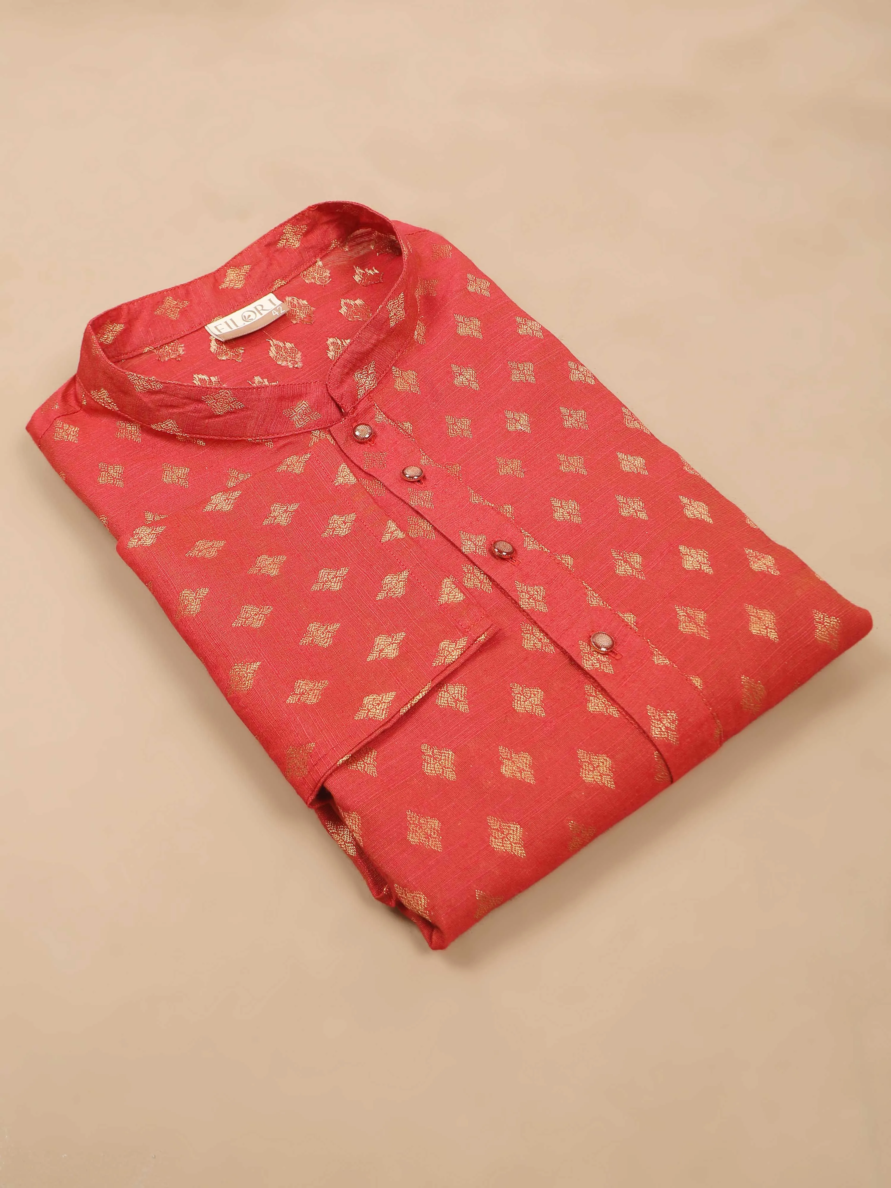 Red Banarasi Buta Long Kurta