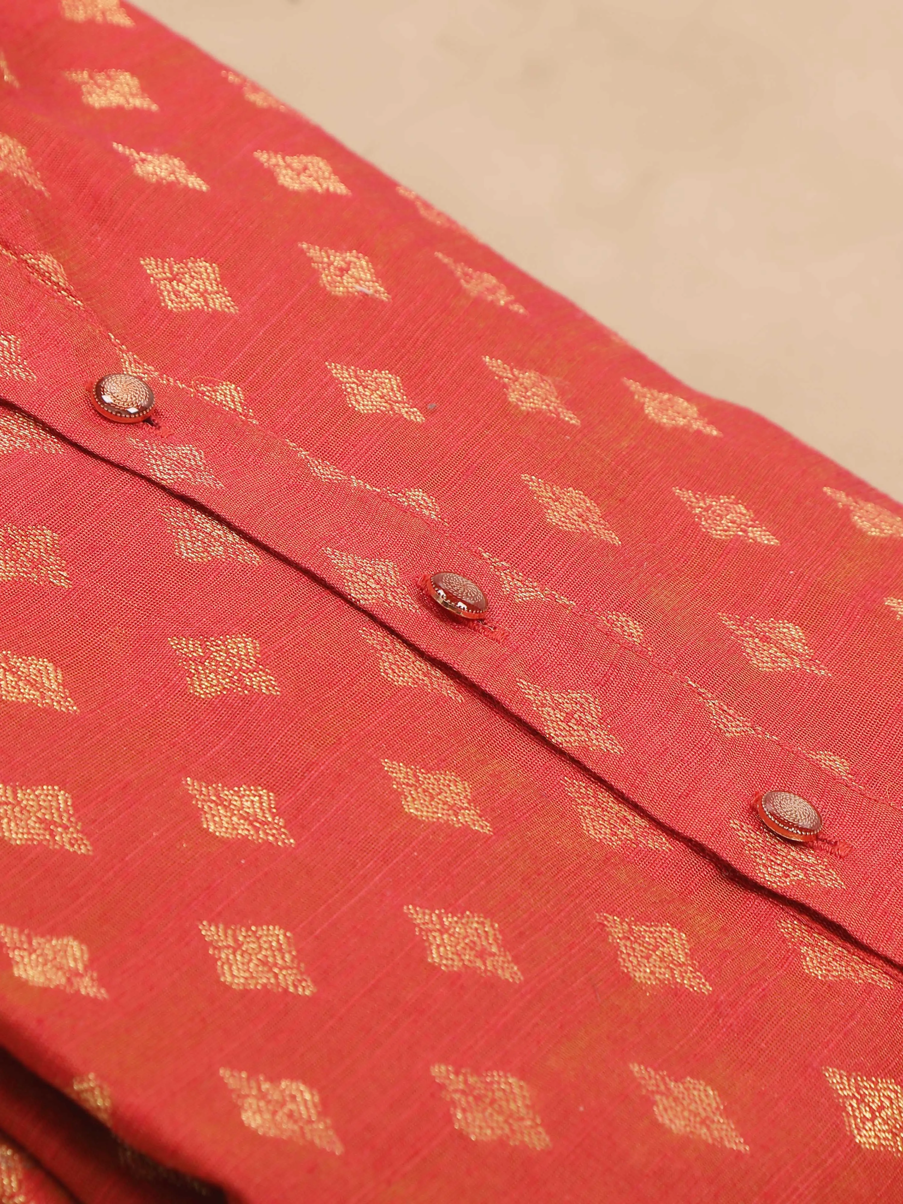 Red Banarasi Buta Long Kurta