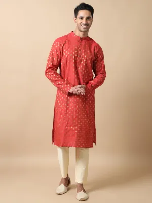 Red Banarasi Buta Long Kurta