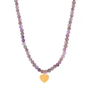 Retro Luxury Handmade Beaded Love Pendant Necklace with Natural Cut Stones