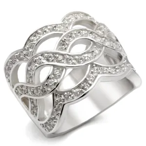 Rhodium 925 Sterling Silver Ring with AAA Grade CZ in Clear for Women Style LOA553