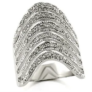 Rhodium Brass Ring with Top Grade Crystal in Clear for Women Style 3124