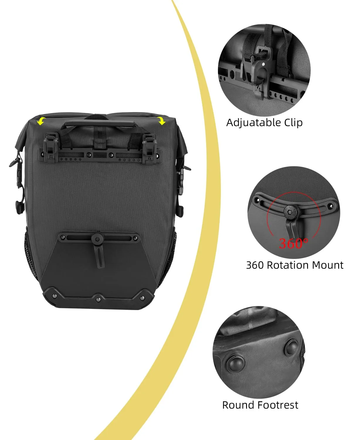 ROCKBROS 27L Waterproof Bike Pannier Bag  Grocery Touring Cycling Large Capacity Rear Rack Bag