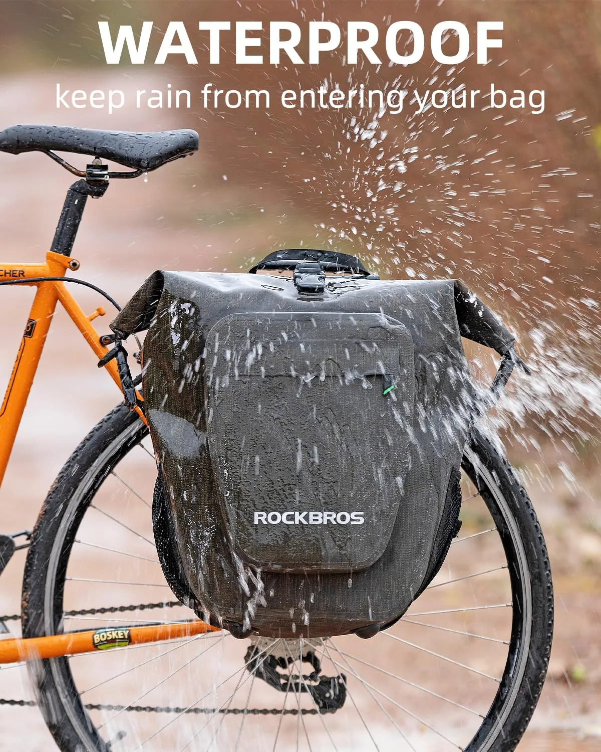 ROCKBROS 27L Waterproof Bike Pannier Bag  Grocery Touring Cycling Large Capacity Rear Rack Bag