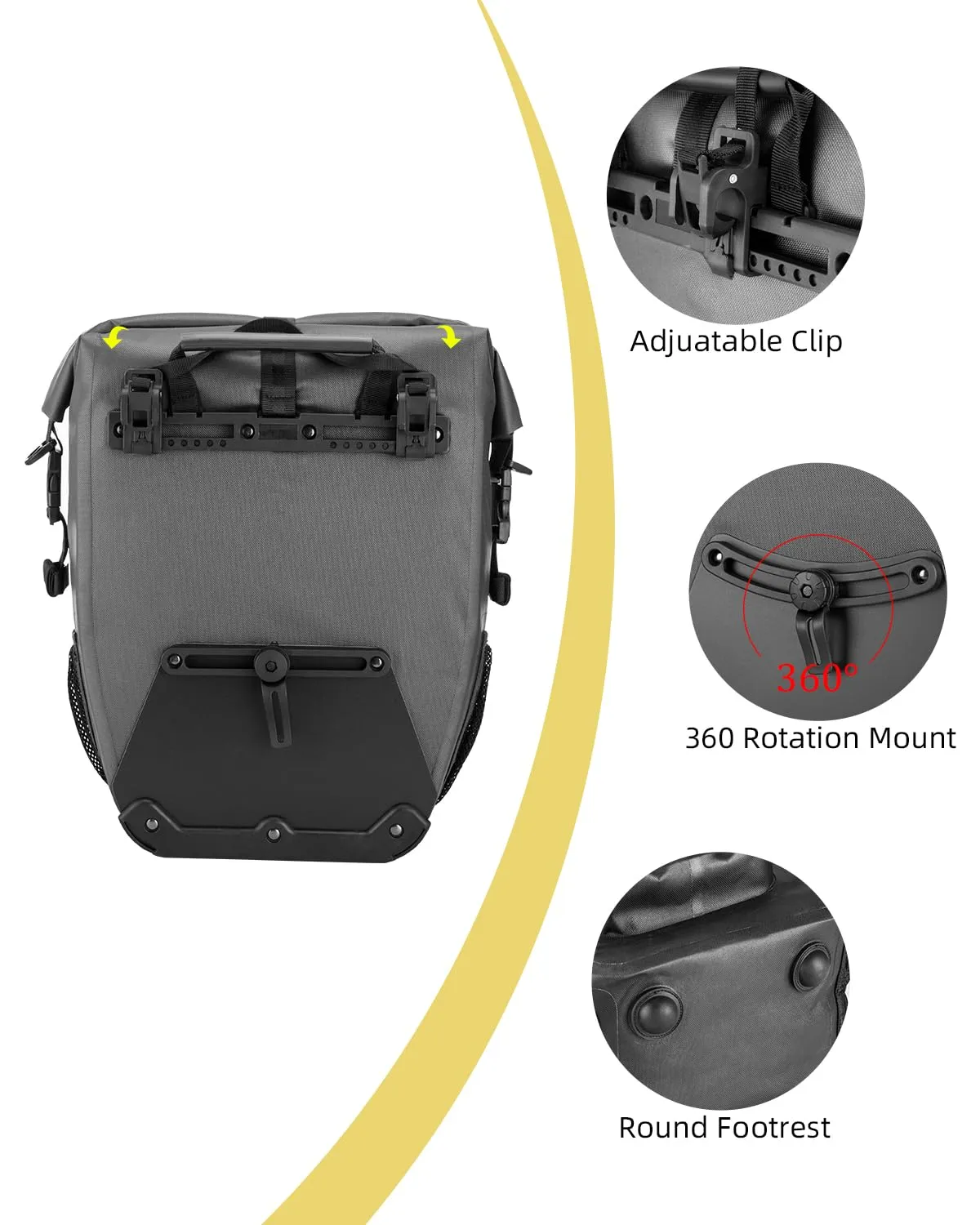 ROCKBROS 27L Waterproof Bike Pannier Bag  Grocery Touring Cycling Large Capacity Rear Rack Bag