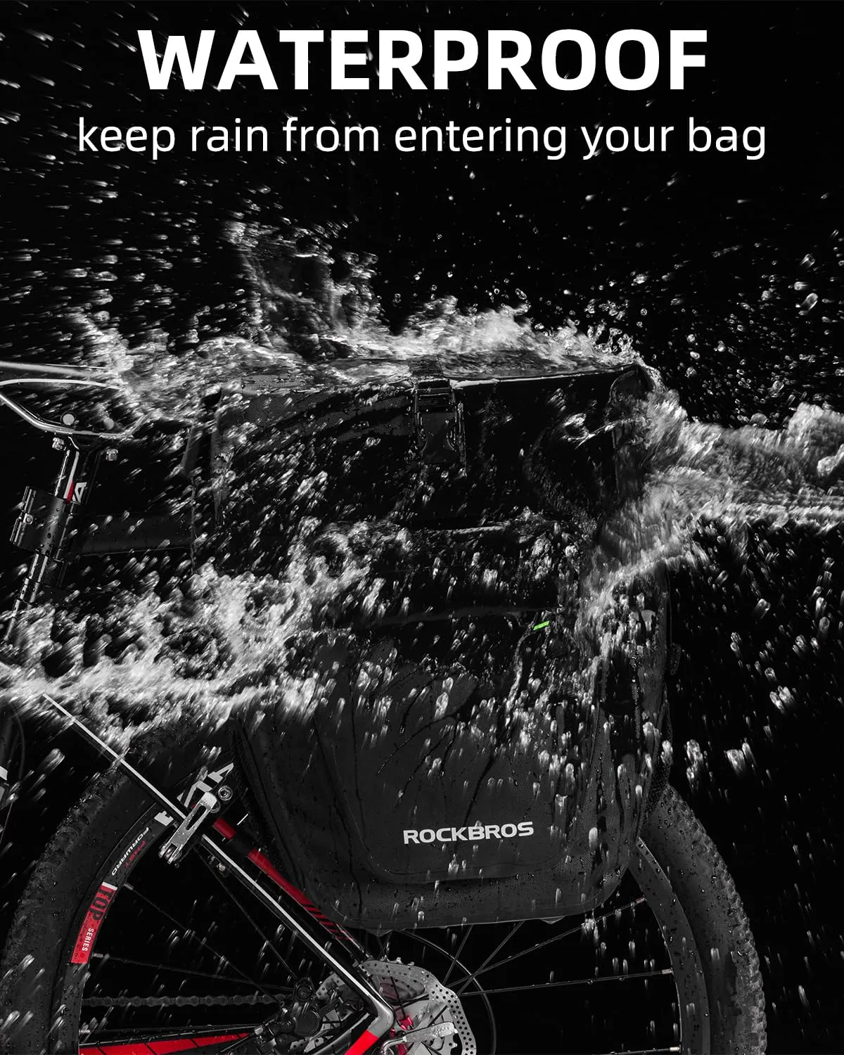 ROCKBROS 27L Waterproof Bike Pannier Bag  Grocery Touring Cycling Large Capacity Rear Rack Bag
