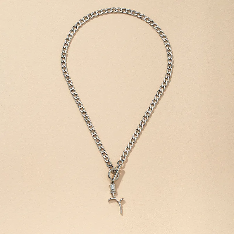 Rose Gold Cross Pendant Necklace with Metal Chain - Vienna Verve Collection