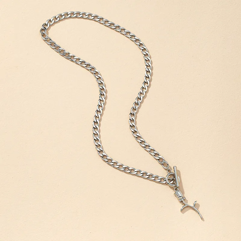 Rose Gold Cross Pendant Necklace with Metal Chain - Vienna Verve Collection