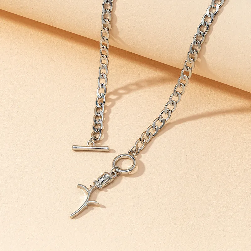 Rose Gold Cross Pendant Necklace with Metal Chain - Vienna Verve Collection