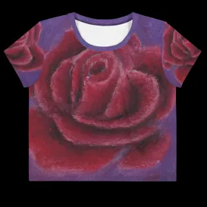 Rosy Rose ~ All-Over Print Crop Tee