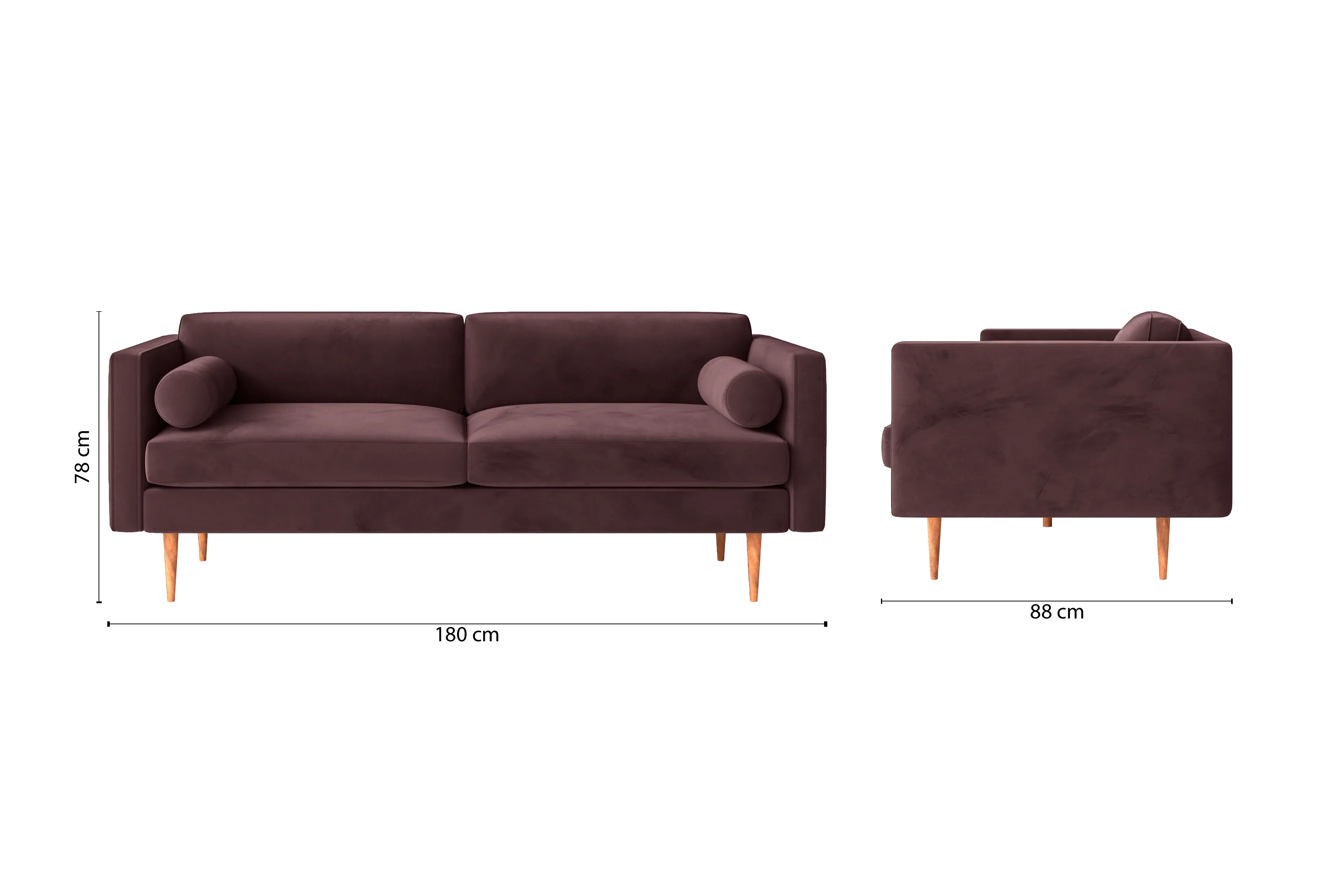 Salerno 2 Seater Sofa Grape Velvet