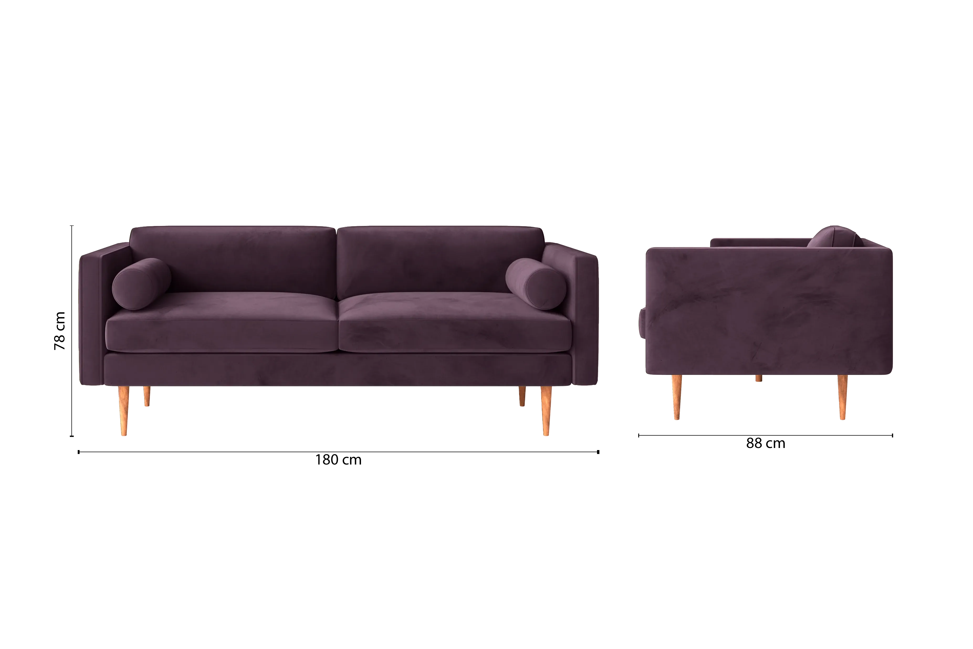 Salerno 2 Seater Sofa Purple Velvet