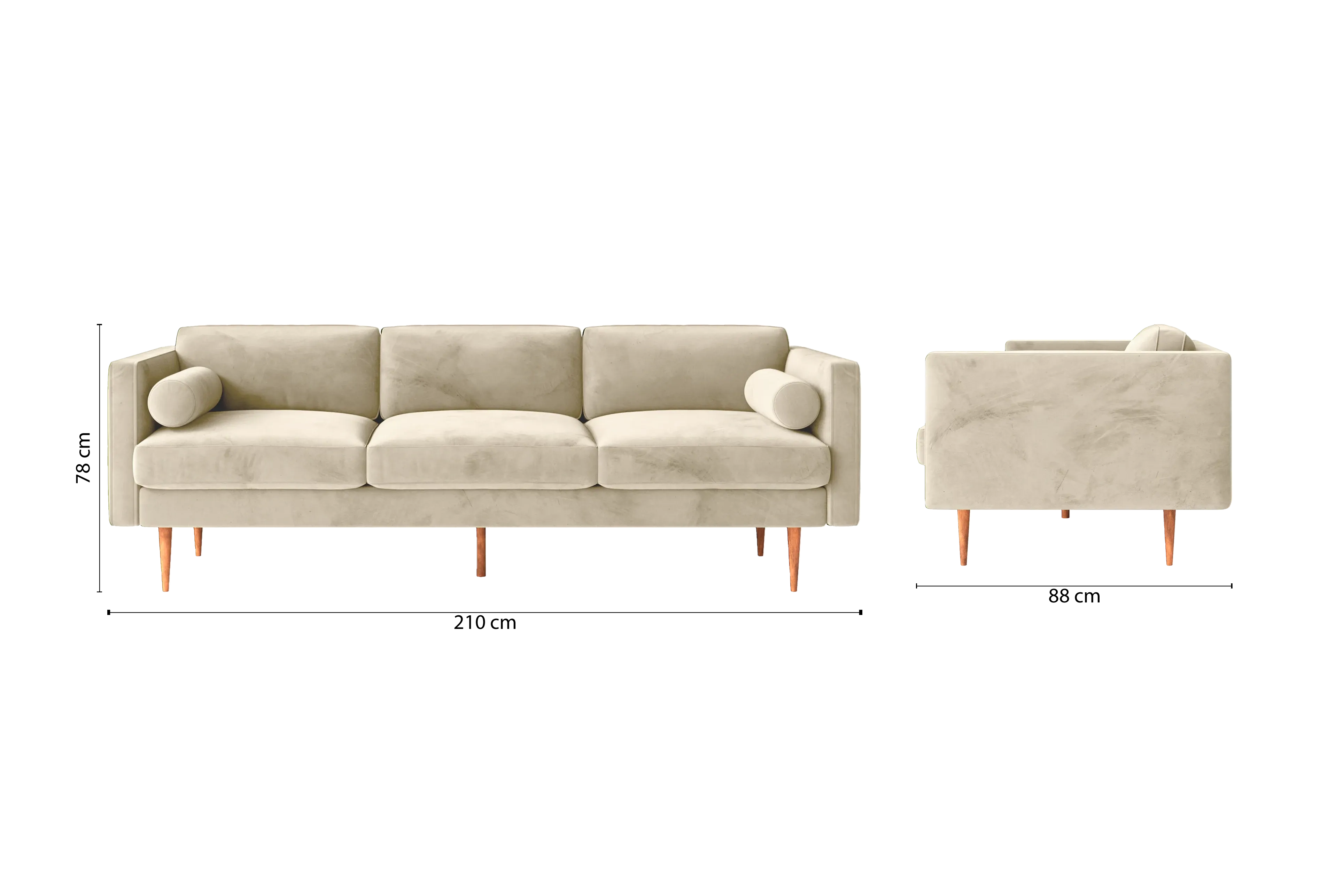 Salerno 3 Seater Sofa Cream Velvet