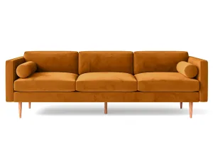 Salerno 4 Seater Sofa Gold Velvet