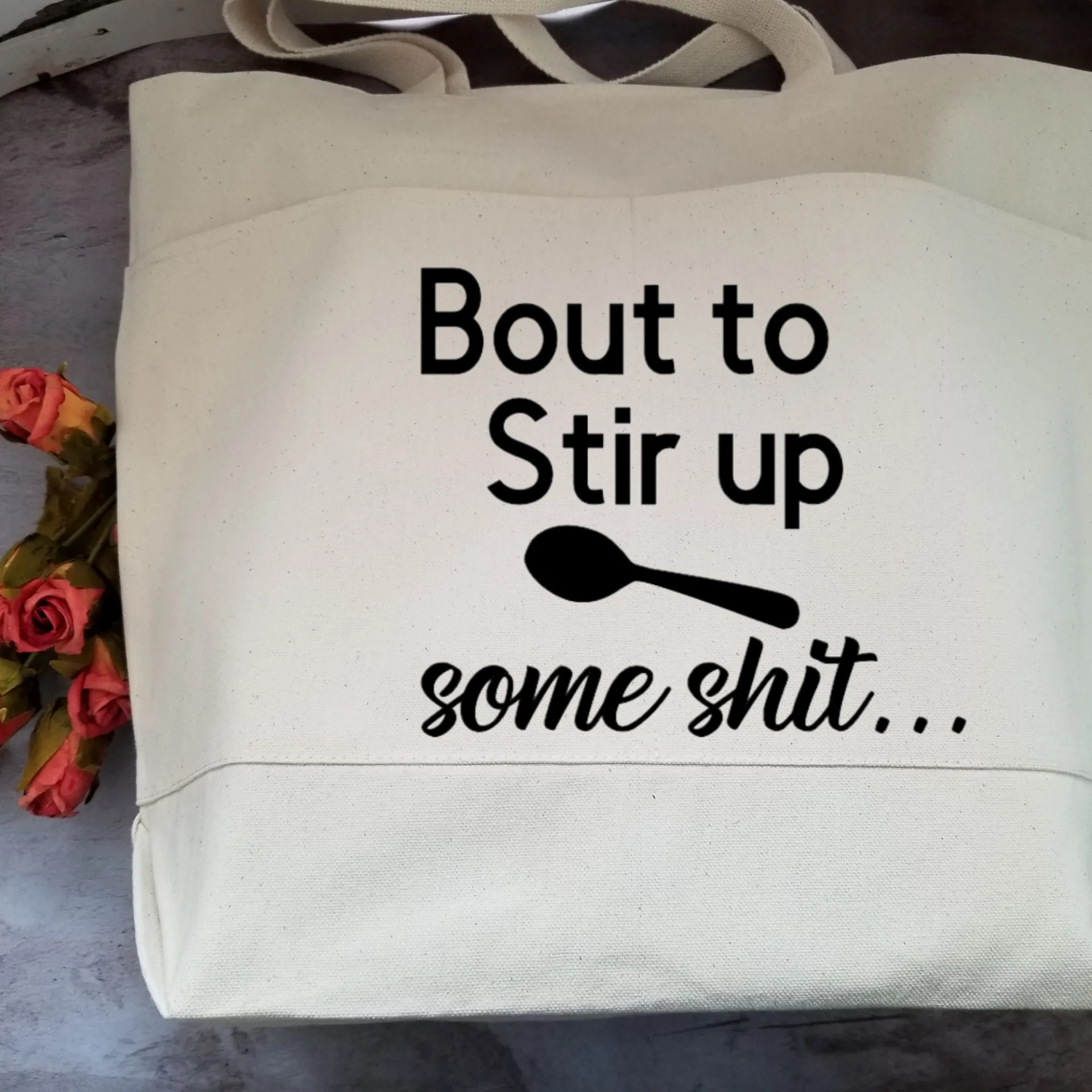 Sarcastic Heavy Cotton Canvas Tote | Large Funny Tote Bag with Pockets | Reusable Bag for Shopping, Beach, Books, or Overnight