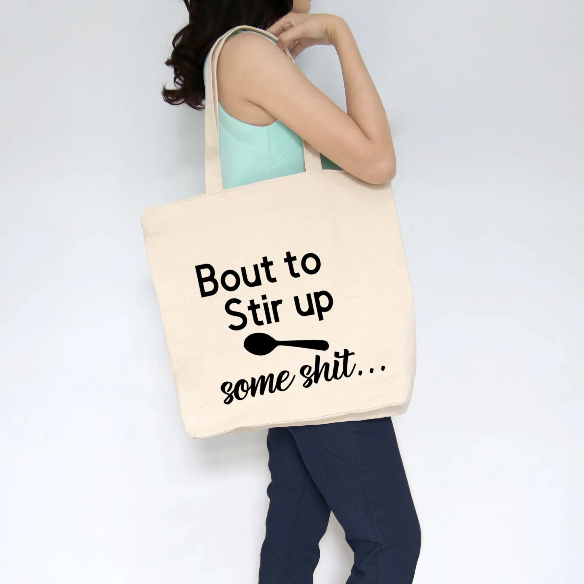 Sarcastic Heavy Cotton Canvas Tote | Large Funny Tote Bag with Pockets | Reusable Bag for Shopping, Beach, Books, or Overnight