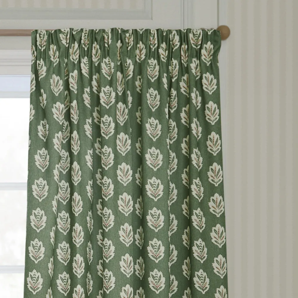 Sessile Leaf Motif Pencil Pleat Curtains Leaf