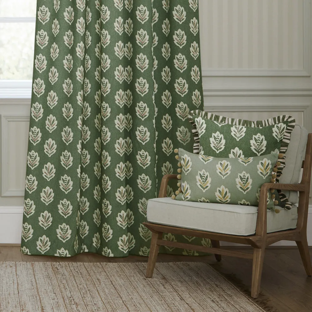 Sessile Leaf Motif Pencil Pleat Curtains Leaf