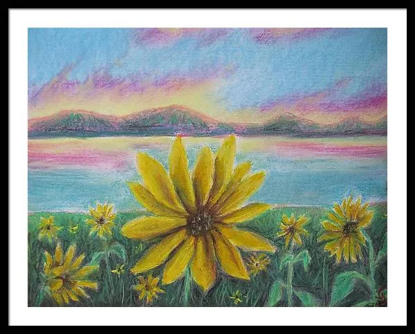 Setting Sunflower - Framed Print