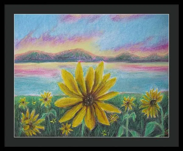 Setting Sunflower - Framed Print