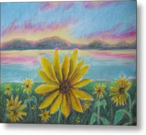 Setting Sunflower - Metal Print
