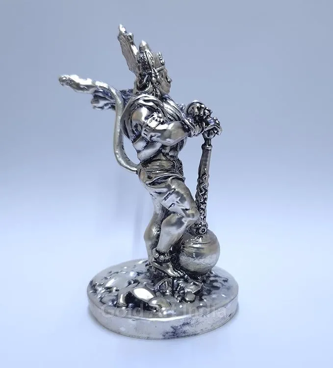 Silver Antique Finish,Hanuman Idol for car Dashboard | Hanuman ji Murti for Gift (Pack of 1)