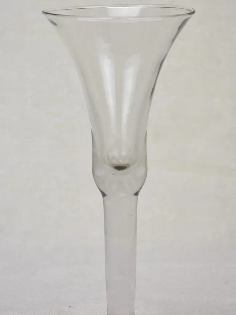Six antique French wine glasses - hand blown
