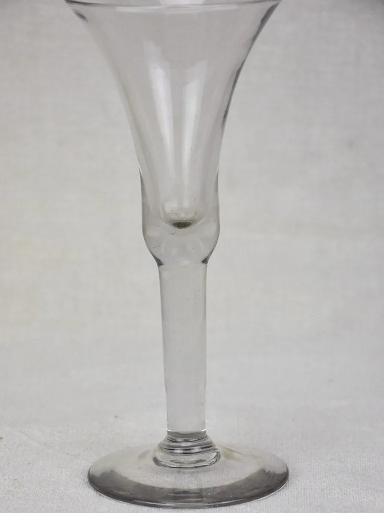 Six antique French wine glasses - hand blown