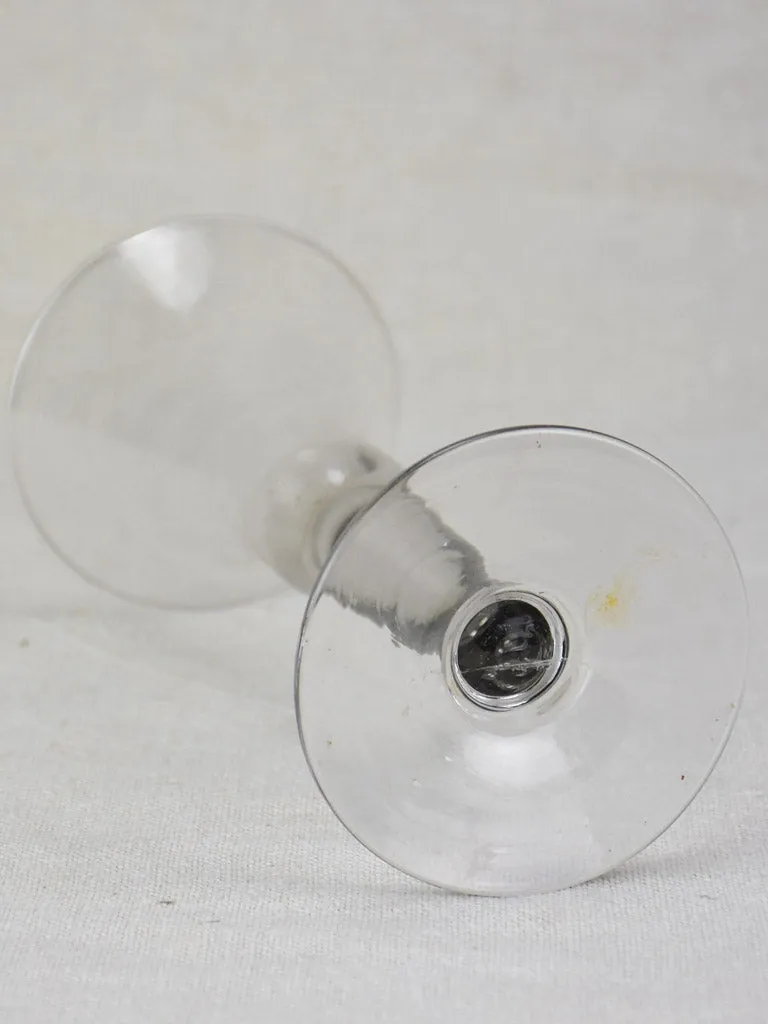 Six antique French wine glasses - hand blown