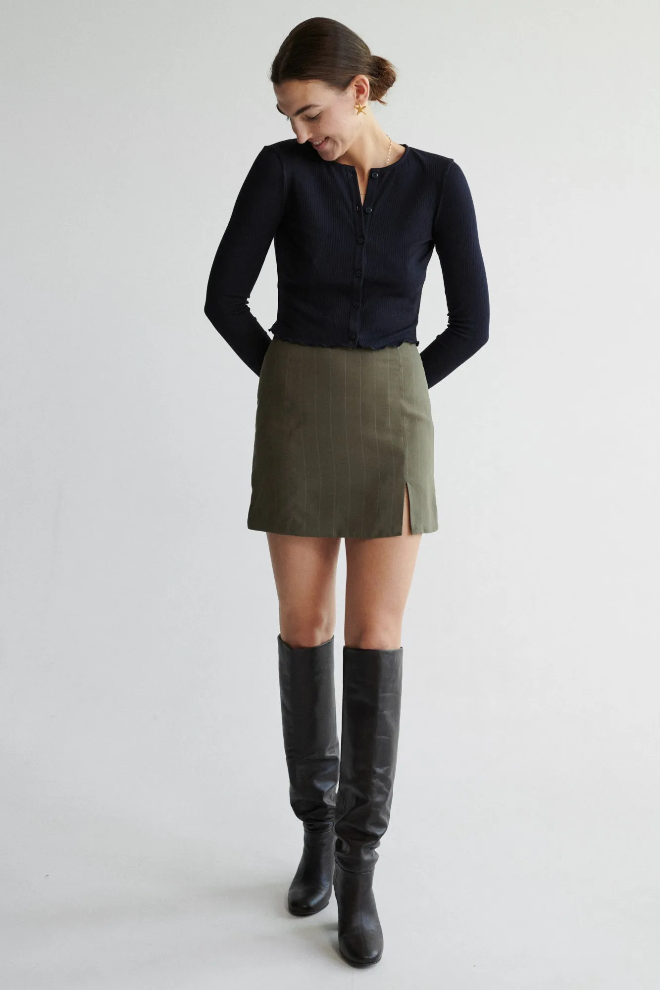 Skirt in viscose and silk / 07 / 02 / vintage khaki