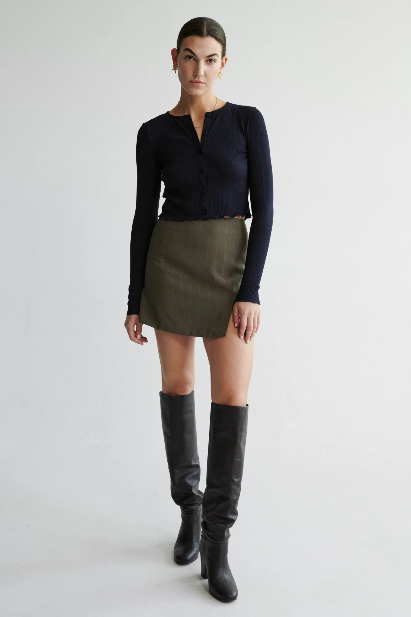 Skirt in viscose and silk / 07 / 02 / vintage khaki