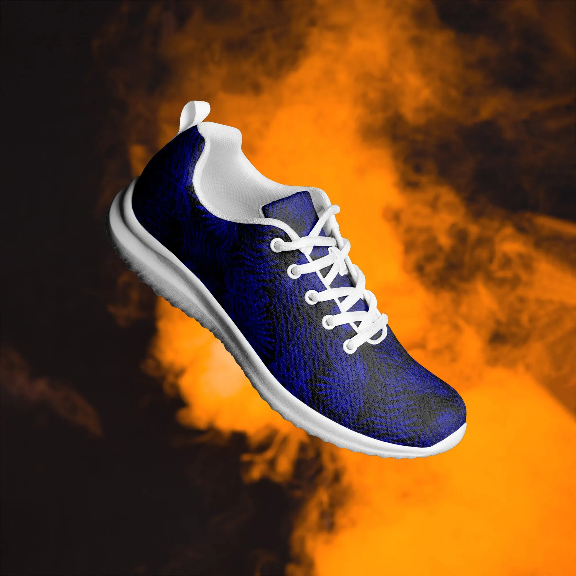 Snooty Fox Art Women’s Athletic Shoes - Dark Blue Palm Pattern