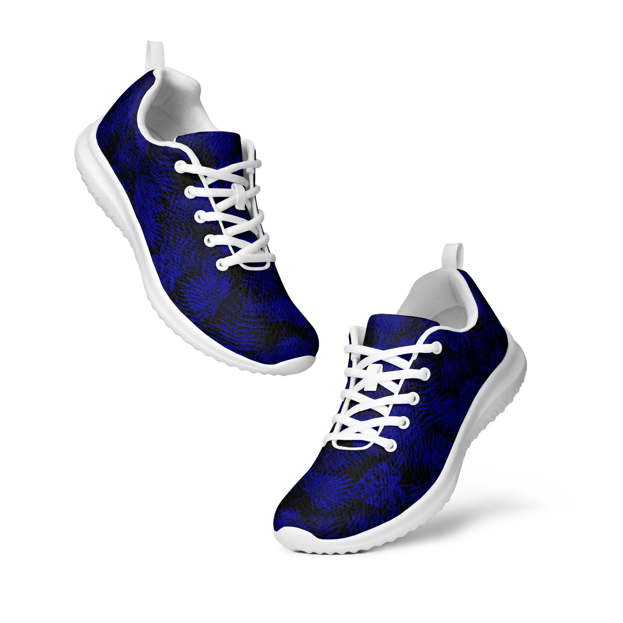 Snooty Fox Art Women’s Athletic Shoes - Dark Blue Palm Pattern
