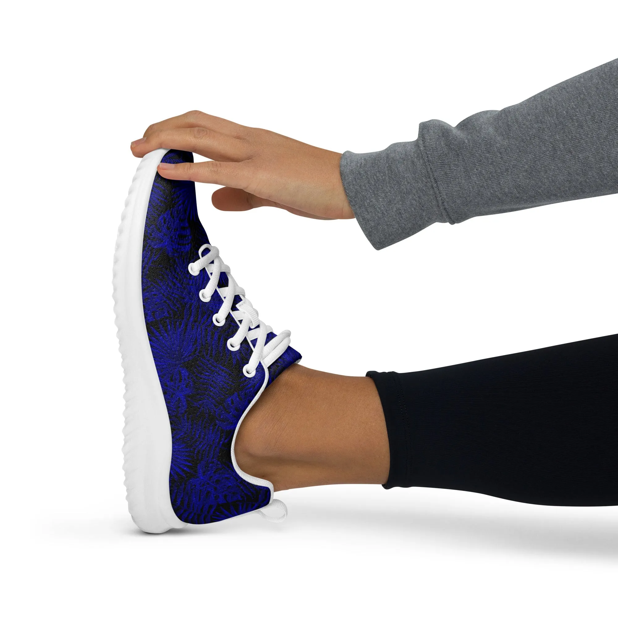 Snooty Fox Art Women’s Athletic Shoes - Dark Blue Palm Pattern