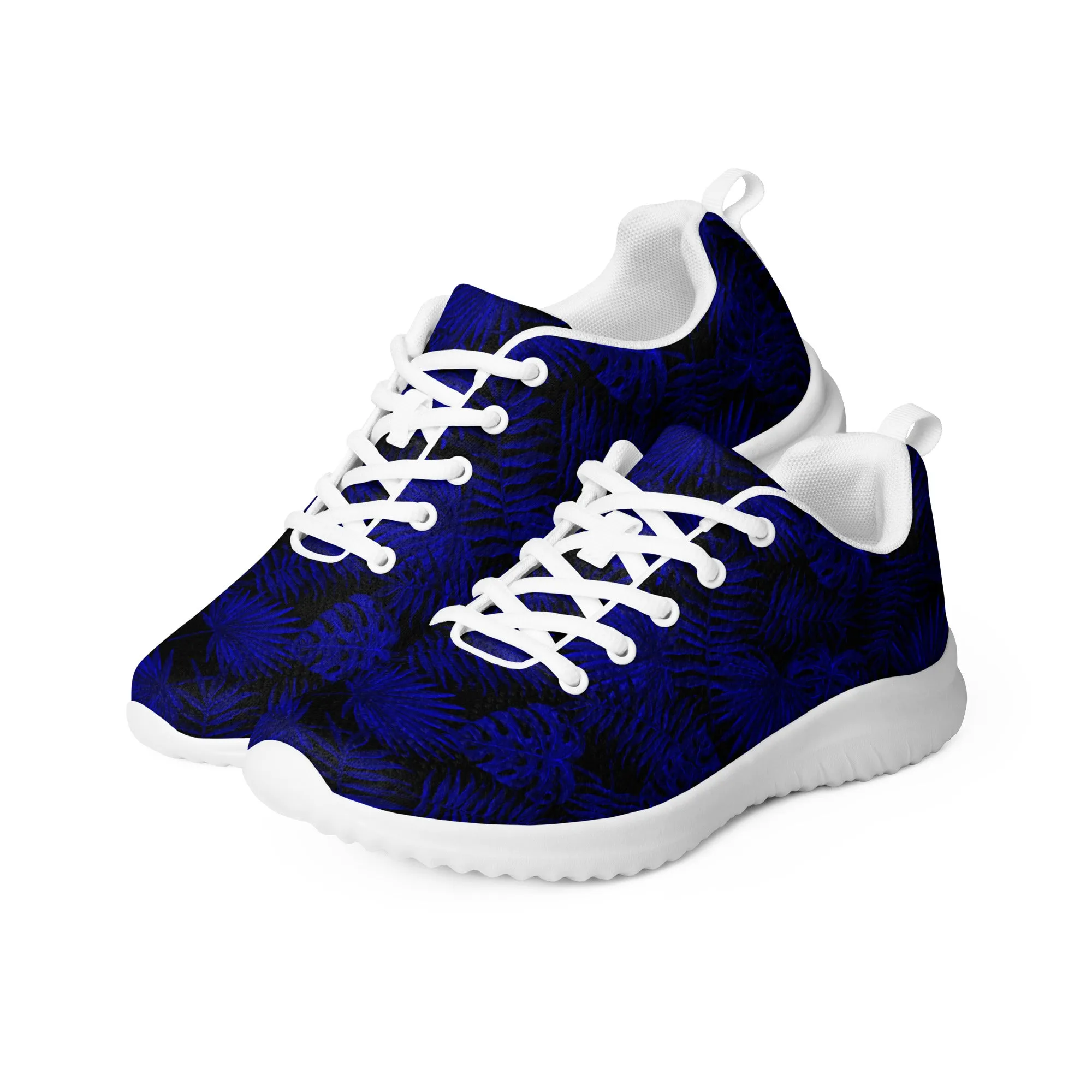 Snooty Fox Art Women’s Athletic Shoes - Dark Blue Palm Pattern