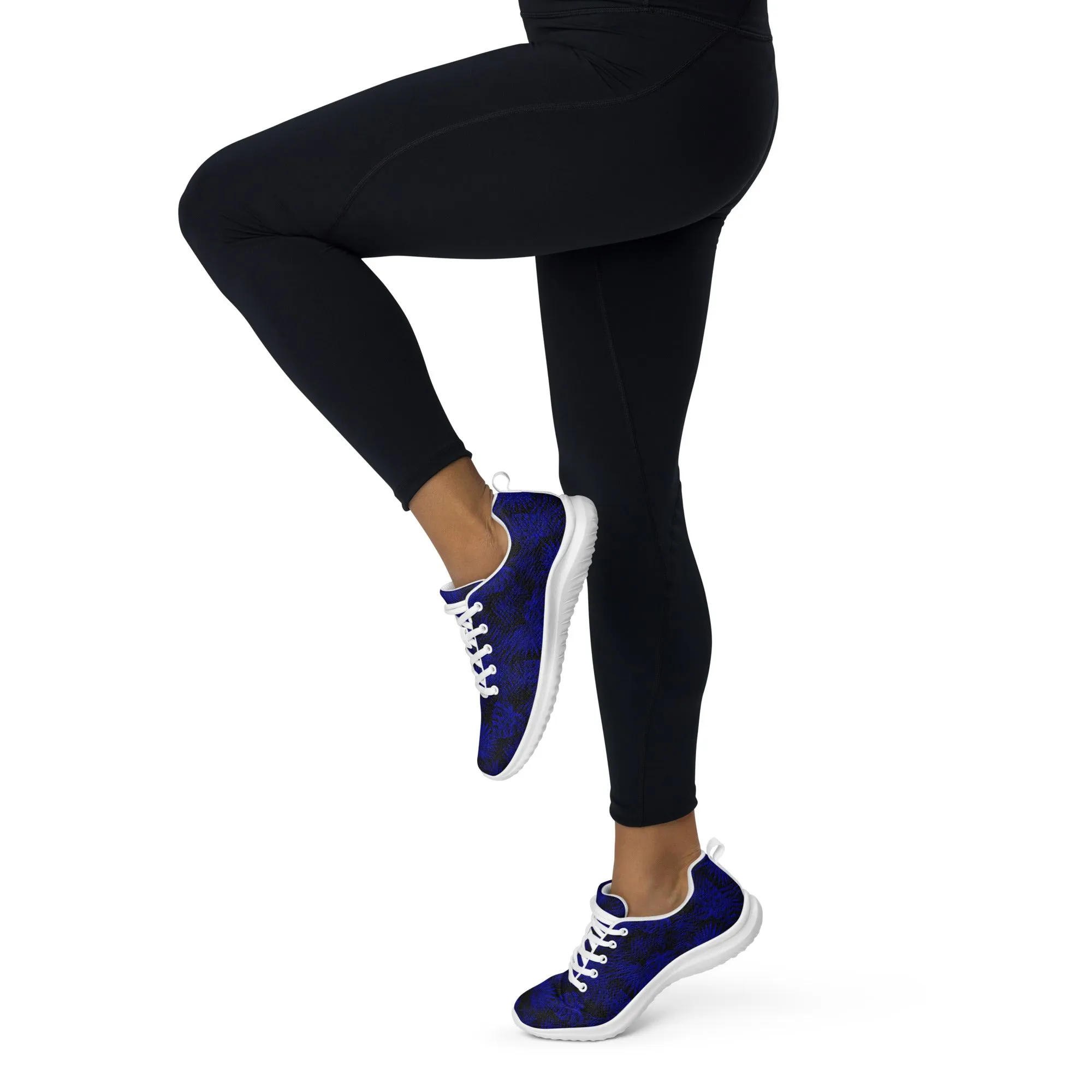 Snooty Fox Art Women’s Athletic Shoes - Dark Blue Palm Pattern