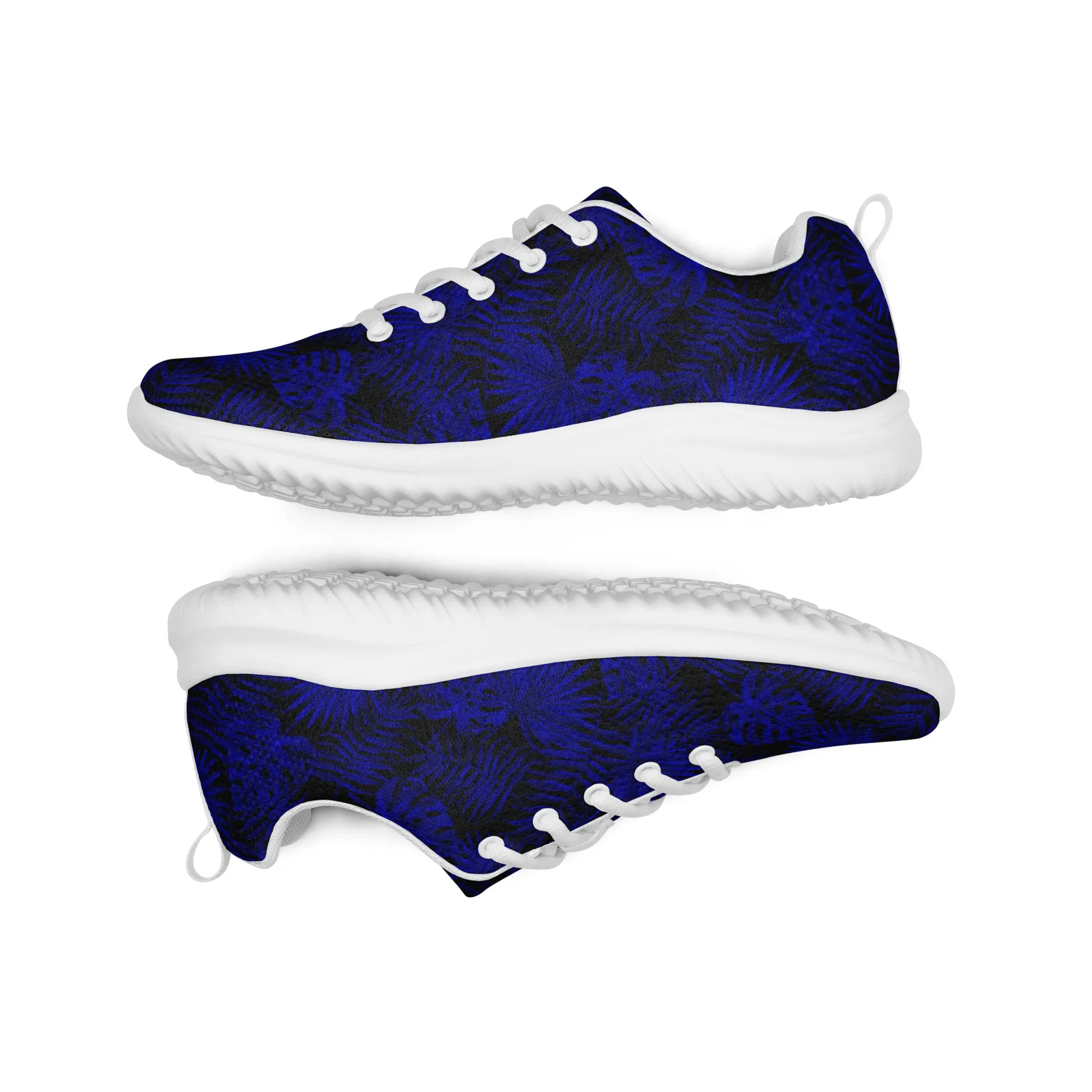 Snooty Fox Art Women’s Athletic Shoes - Dark Blue Palm Pattern