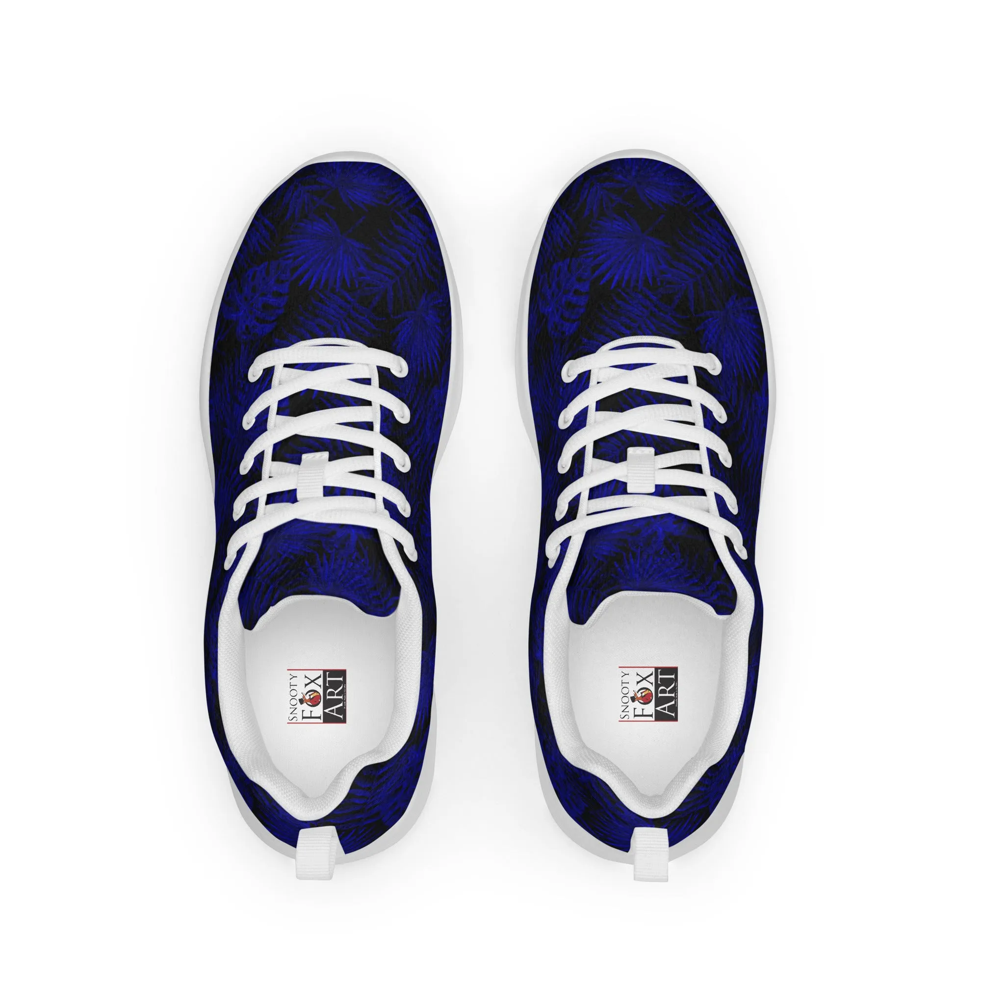 Snooty Fox Art Women’s Athletic Shoes - Dark Blue Palm Pattern